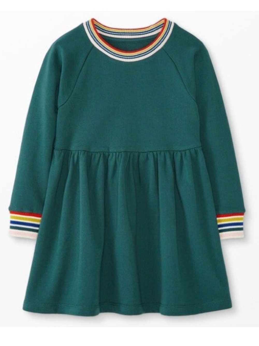 Hanna Andersson Rainbow Cuff Print Knit Dress US 6-7